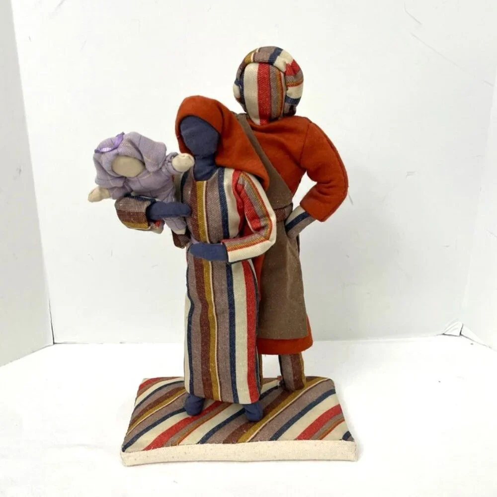 Handmade Fabric Nativity Folk Art Mary Joseph Jesus‎ Christmas Holiday